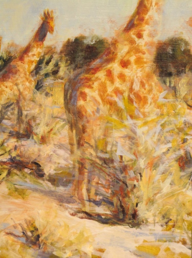 Detail of 12"x 16" "Giraffe in Etosha's bush" painting